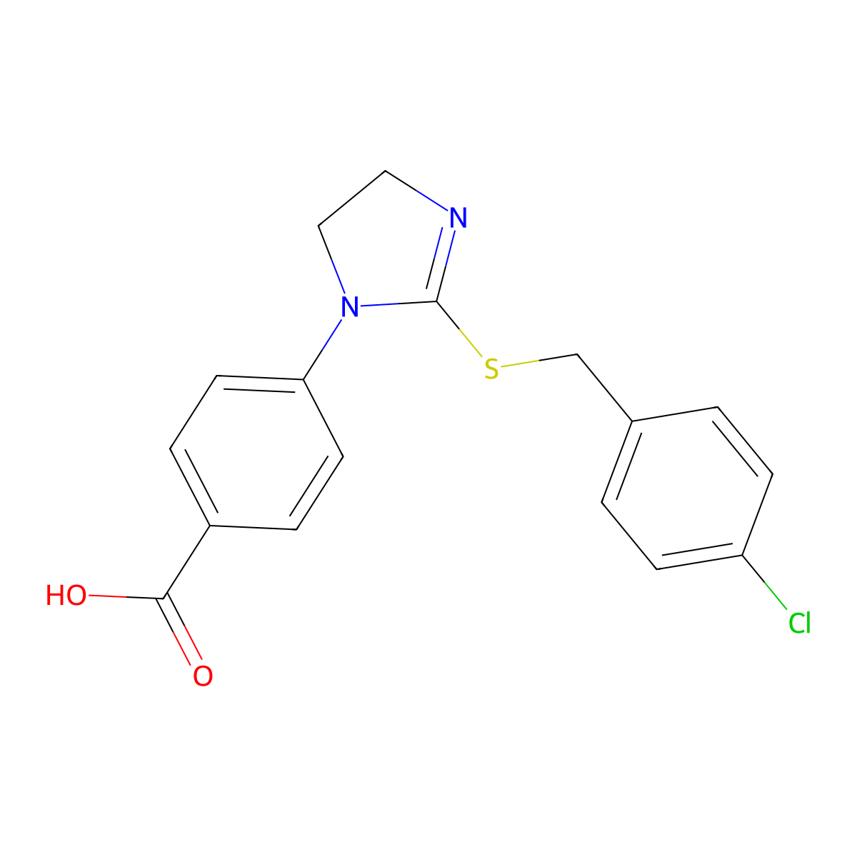 4-[2-[(4-chlorophenyl)methylsulfanyl]-4,5-dihydroimidazol-1-yl]benzoic Acid molecular structure, CAS 338772-46-6