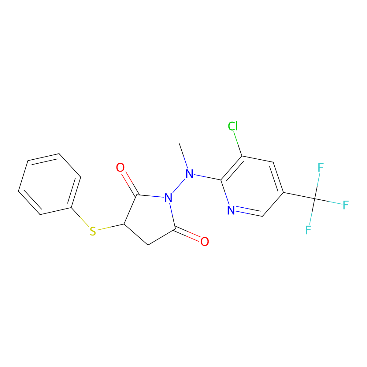 1-[[3-chloro-5-(trifluoromethyl)-2-pyridinyl](methyl)amino]-3-(phenylsulfanyl)dihydro-1H-pyrrole-2,5-dione molecular structure, CAS 338772-49-9