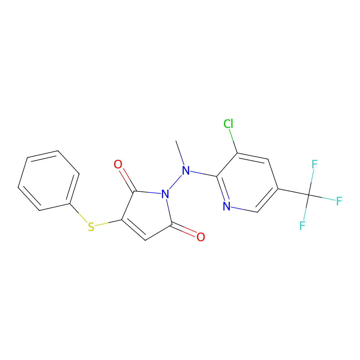 1-[[3-chloro-5-(trifluoromethyl)-2-pyridinyl](methyl)amino]-3-(phenylsulfanyl)-1H-pyrrole-2,5-dione molecular structure, CAS 338772-53-5