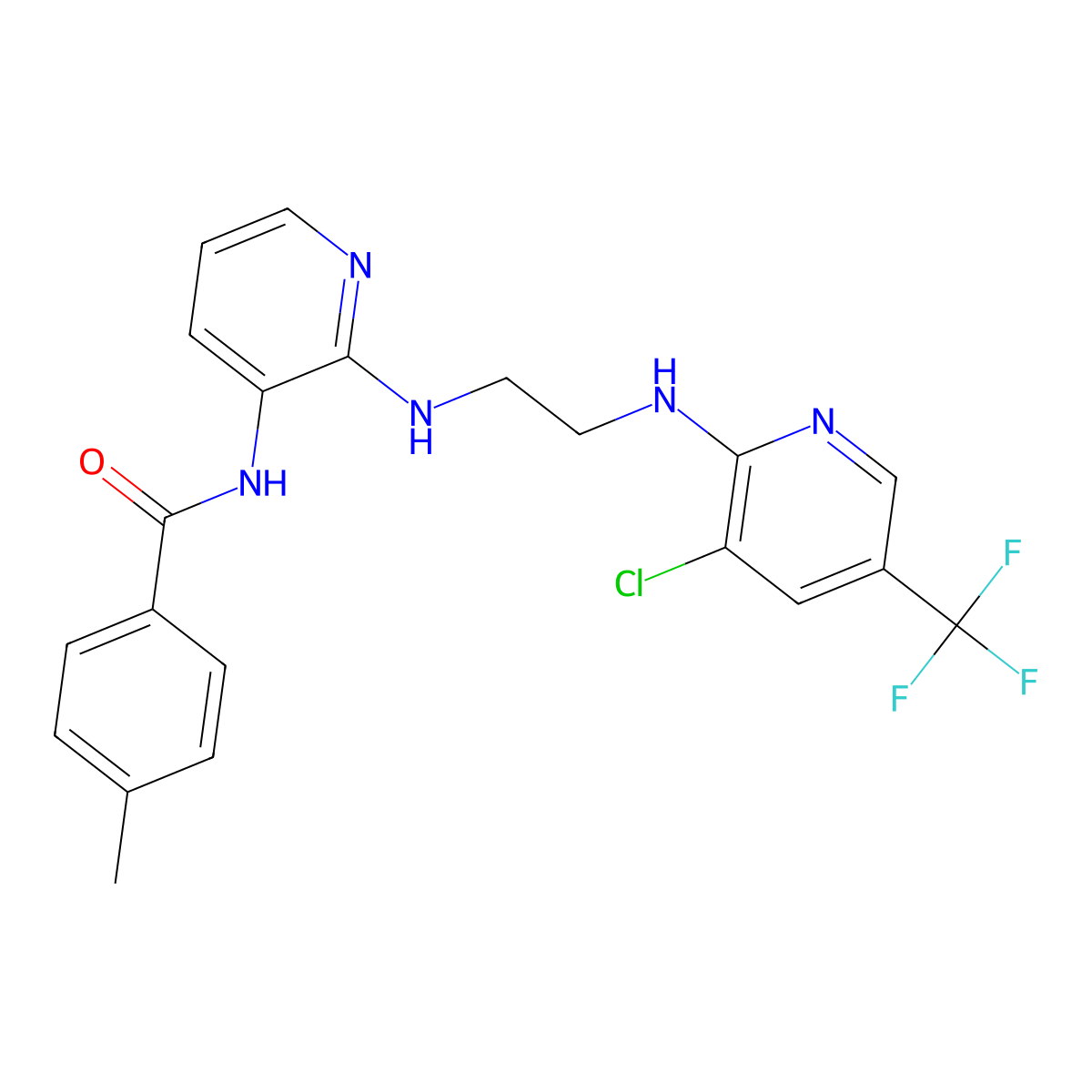 N-{2-[(2-{[3-chloro-5-(trifluoromethyl)-2-pyridinyl]amino}ethyl)amino]-3-pyridinyl}-4-methylbenzenecarboxamide molecular structure, CAS 338772-61-5