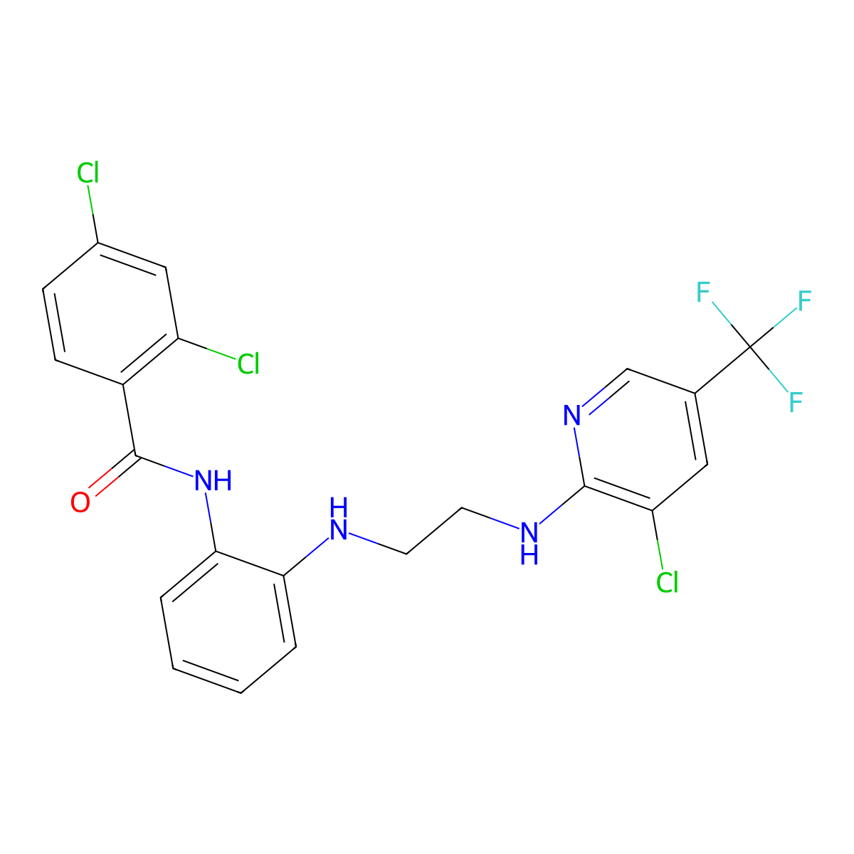 2,4-dichloro-N-[2-[2-[[3-chloro-5-(trifluoromethyl)pyridin-2-yl]amino]ethylamino]phenyl]benzamide molecular structure, CAS 338772-79-5