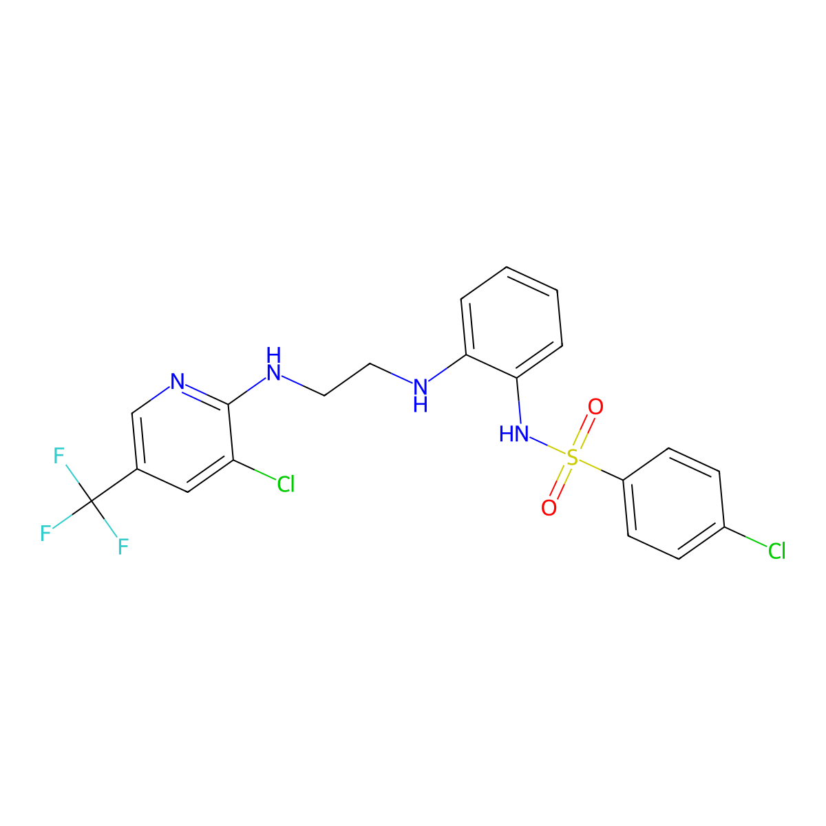 4-chloro-N-[2-[2-[[3-chloro-5-(trifluoromethyl)pyridin-2-yl]amino]ethylamino]phenyl]benzenesulfonamide molecular structure, CAS 338772-81-9