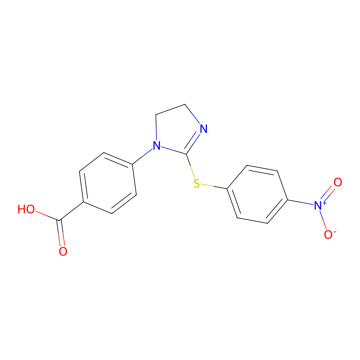 4-{2-[(4-nitrophenyl)sulfanyl]-4,5-dihydro-1H-imidazol-1-yl}benzenecarboxylic acid molecular structure, CAS 338772-90-0