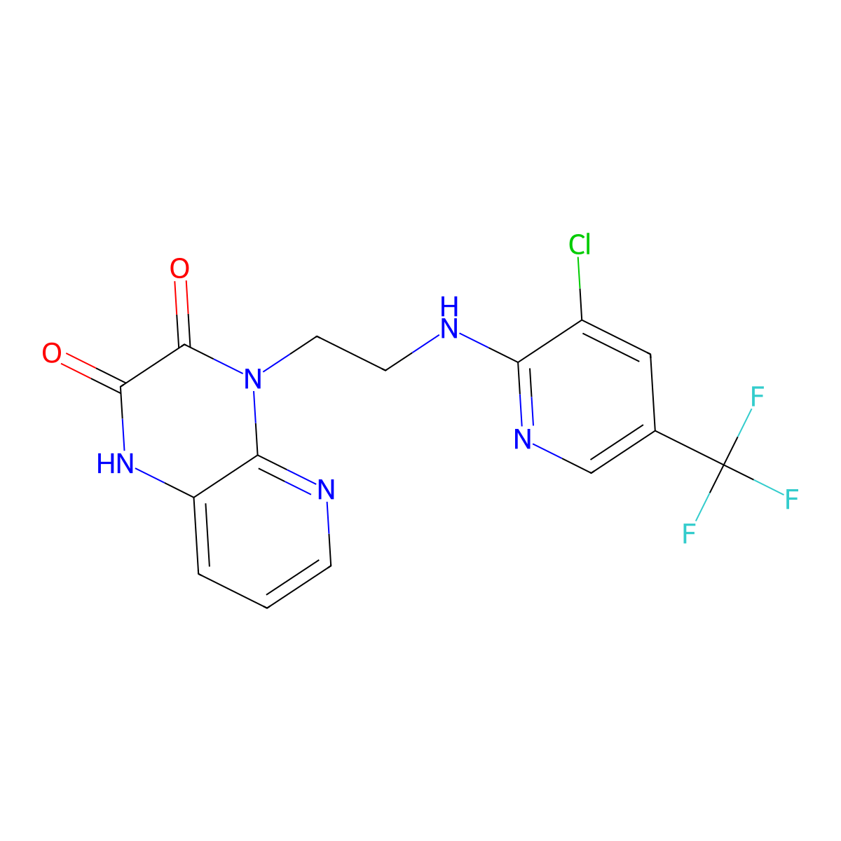 4-(2-{[3-Chloro-5-(trifluoromethyl)-2-pyridinyl]amino}ethyl)-1,4-dihydropyrido[2,3-b]pyrazine-2,3-dione molecular structure, CAS 338772-96-6