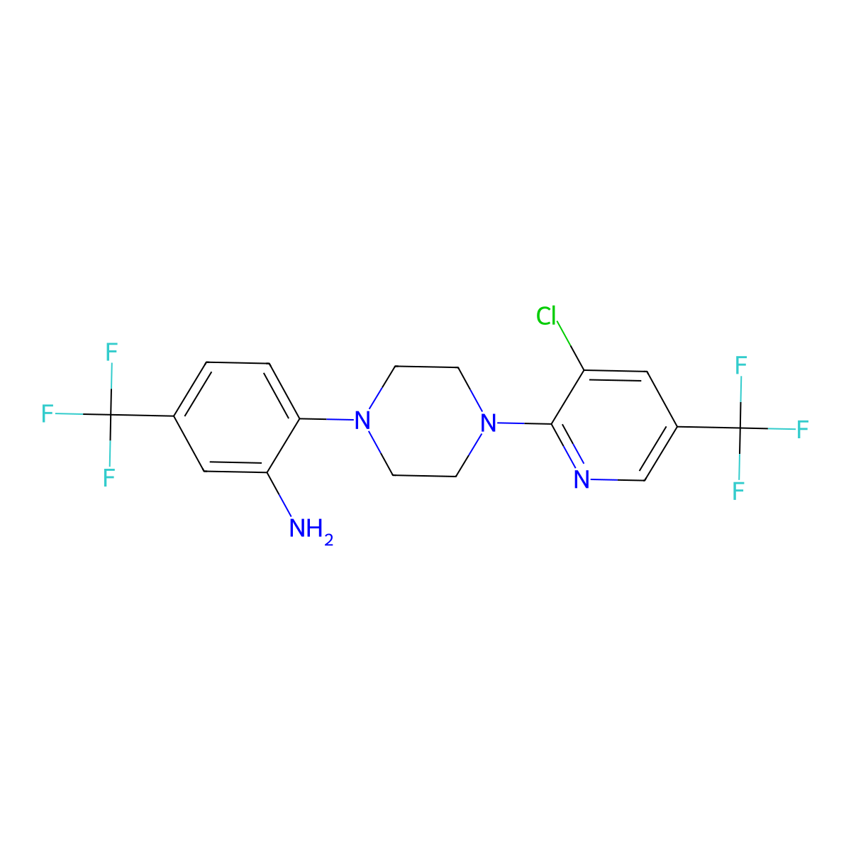 2-{4-[3-Chloro-5-(trifluoromethyl)-2-pyridinyl]piperazino}-5-(trifluoromethyl)aniline molecular structure, CAS 338773-00-5