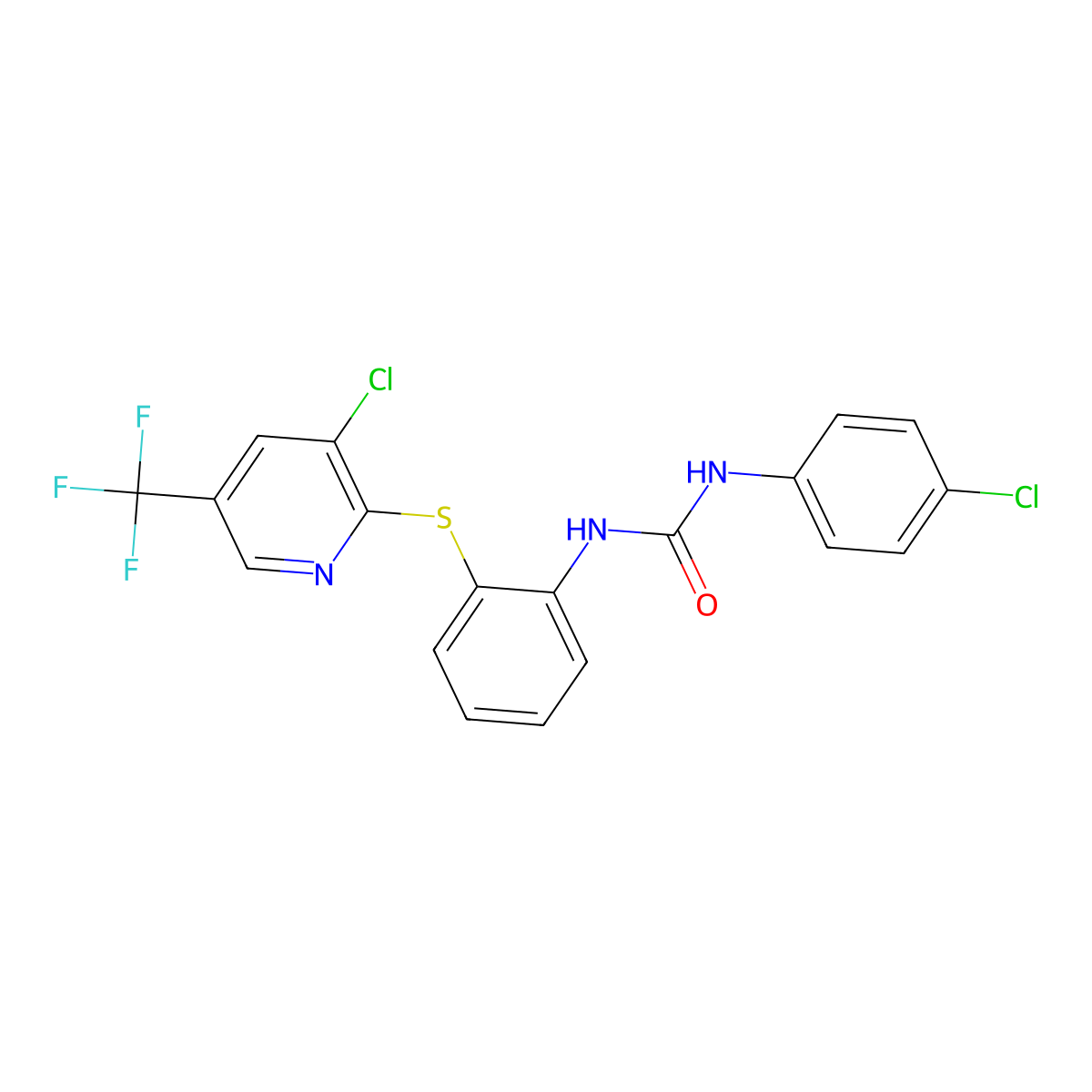 N-(4-chlorophenyl)-N'-(2-{[3-chloro-5-(trifluoromethyl)-2-pyridinyl]sulfanyl}phenyl)urea molecular structure, CAS 338773-29-8