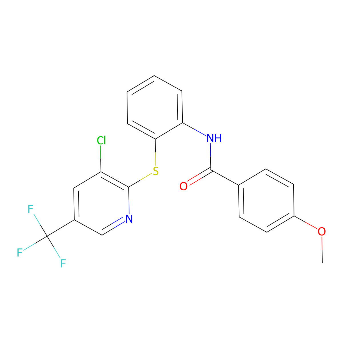 N-(2-{[3-chloro-5-(trifluoromethyl)-2-pyridinyl]sulfanyl}phenyl)-4-methoxybenzenecarboxamide molecular structure, CAS 338773-32-3