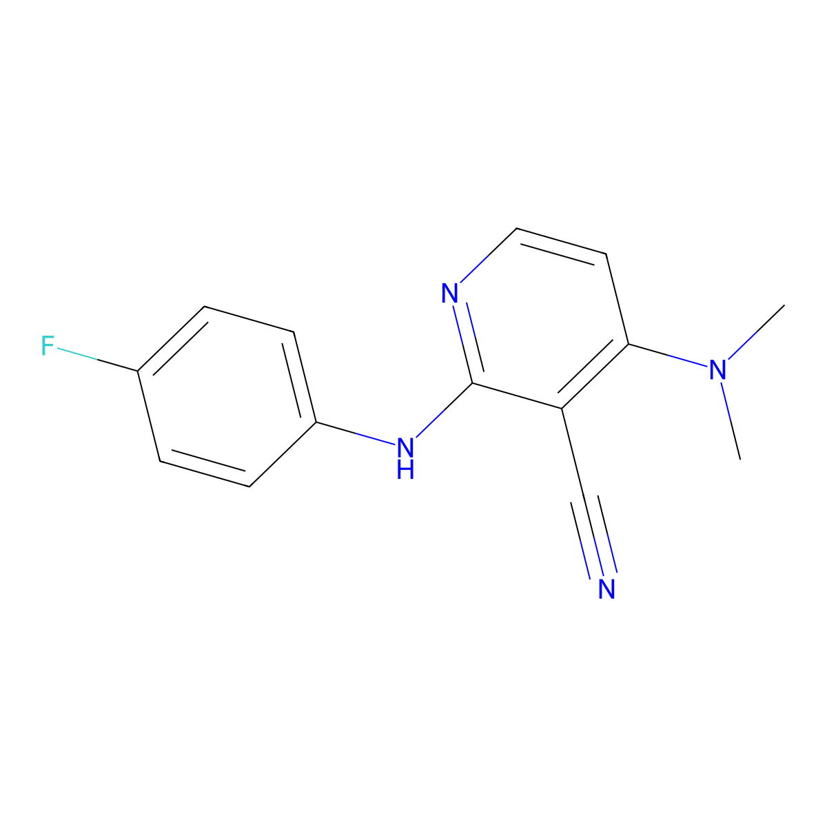 4-(Dimethylamino)-2-(4-fluoroanilino)nicotinonitrile molecular structure, CAS 338773-37-8