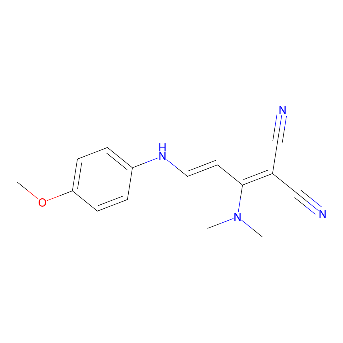 2-[1-(Dimethylamino)-3-(4-methoxyanilino)-2-propenylidene]malononitrile molecular structure, CAS 338773-41-4