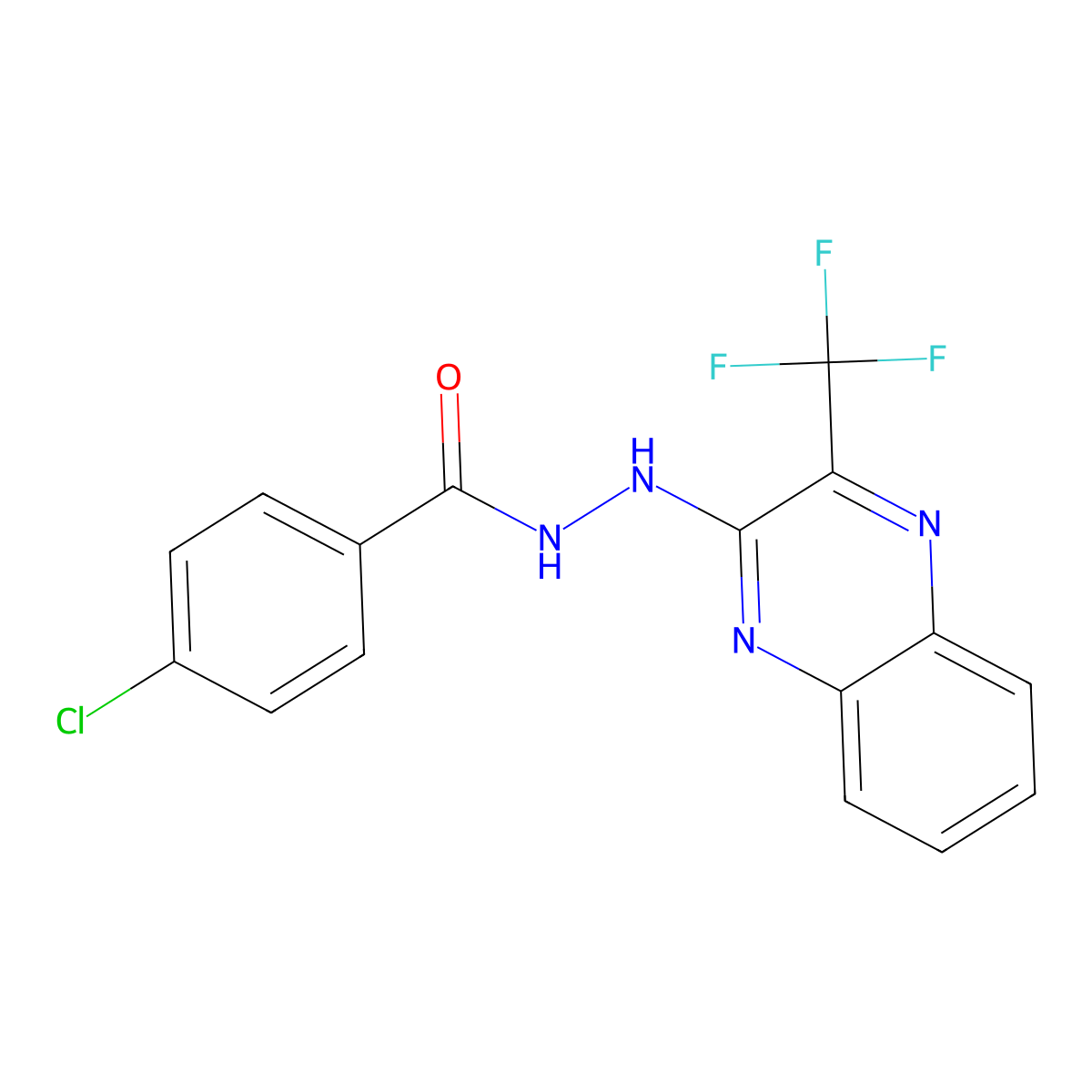 4-chloro-N'-[3-(trifluoromethyl)quinoxalin-2-yl]benzohydrazide molecular structure, CAS 338773-48-1
