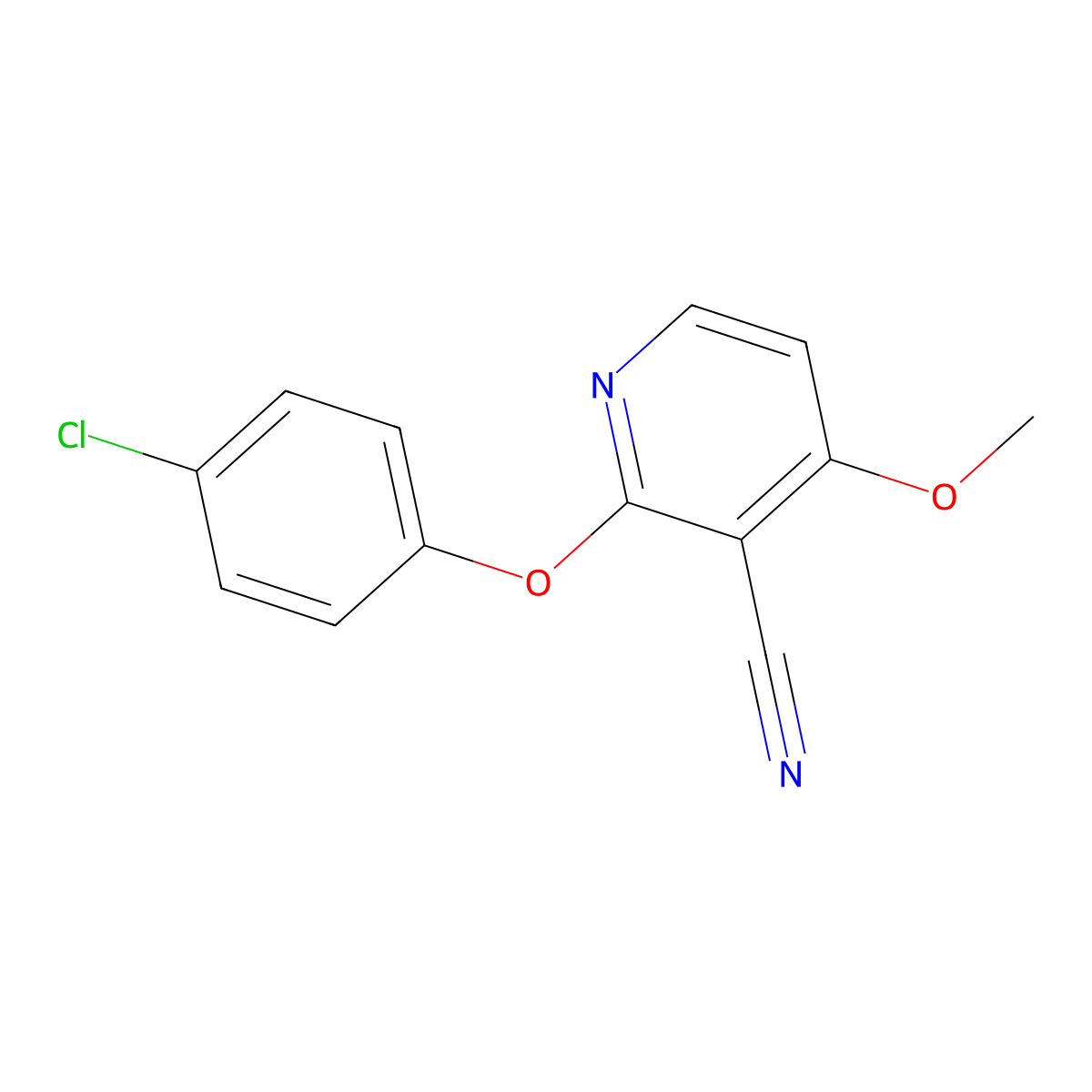 2-(4-Chlorophenoxy)-4-methoxypyridine-3-carbonitrile molecular structure, CAS 338773-52-7