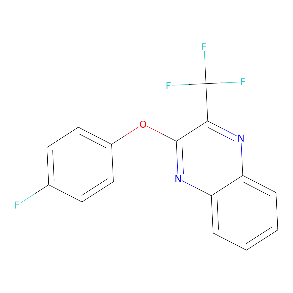 2-(4-Fluorophenoxy)-3-(trifluoromethyl)quinoxaline molecular structure, CAS 338773-59-4