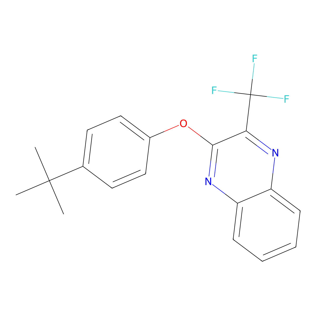 2-(4-Tert-butylphenoxy)-3-(trifluoromethyl)quinoxaline molecular structure, CAS 338773-60-7