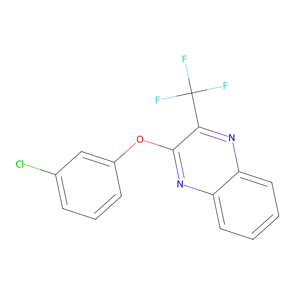 2-(3-Chlorophenoxy)-3-(trifluoromethyl)quinoxaline molecular structure, CAS 338773-67-4