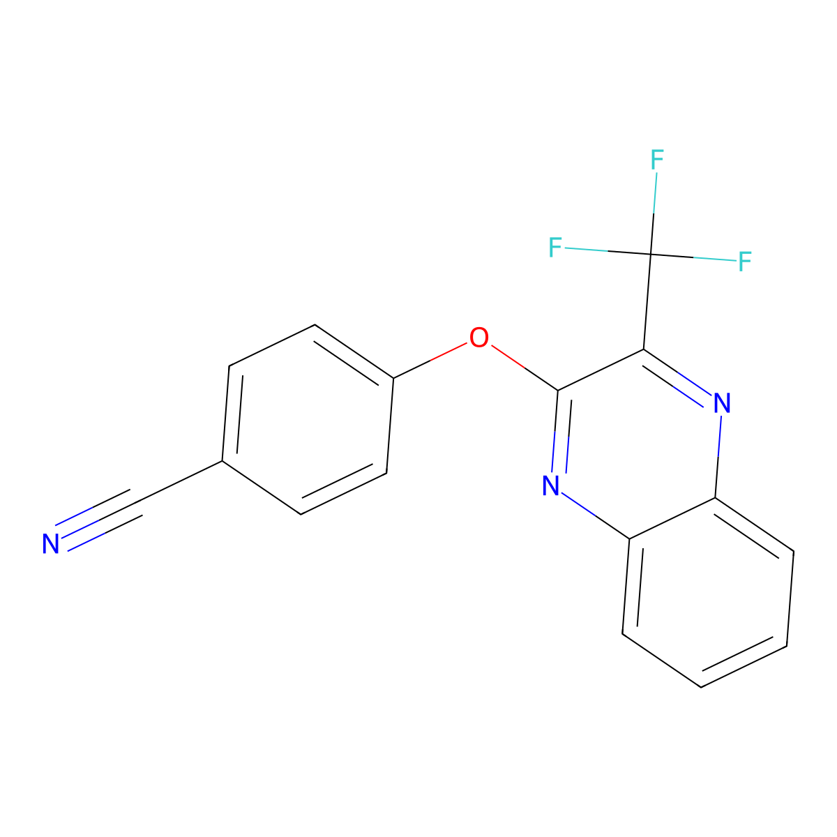 4-((3-(Trifluoromethyl)-2-quinoxalinyl)oxy)benzenecarbonitrile molecular structure, CAS 338773-68-5