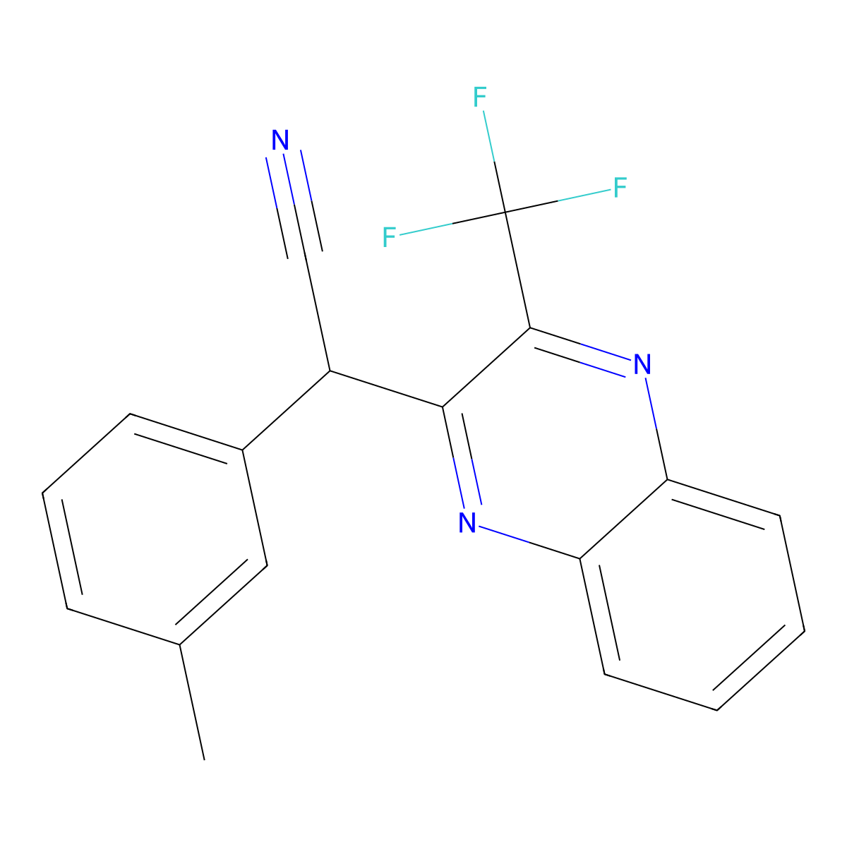 2-(3-Methylphenyl)-2-[3-(trifluoromethyl)quinoxalin-2-yl]acetonitrile molecular structure, CAS 338773-74-3