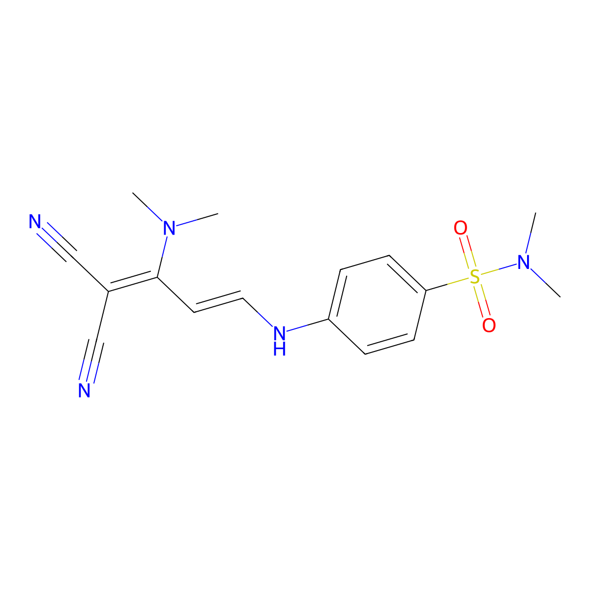 4-{[(1E)-4,4-dicyano-3-(dimethylamino)buta-1,3-dien-1-yl]amino}-N,N-dimethylbenzene-1-sulfonamide molecular structure, CAS 338773-75-4