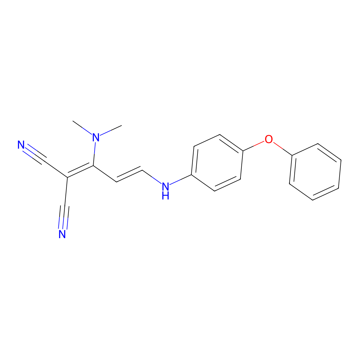 2-[1-(Dimethylamino)-3-(4-phenoxyanilino)-2-propenylidene]malononitrile molecular structure, CAS 338773-79-8