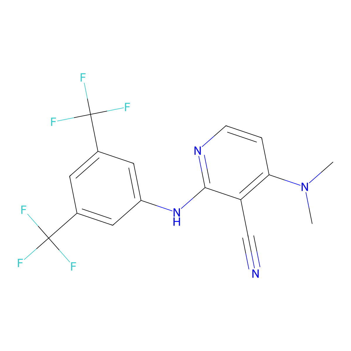 2-[3,5-Bis(trifluoromethyl)anilino]-4-(dimethylamino)nicotinonitrile molecular structure, CAS 338773-84-5