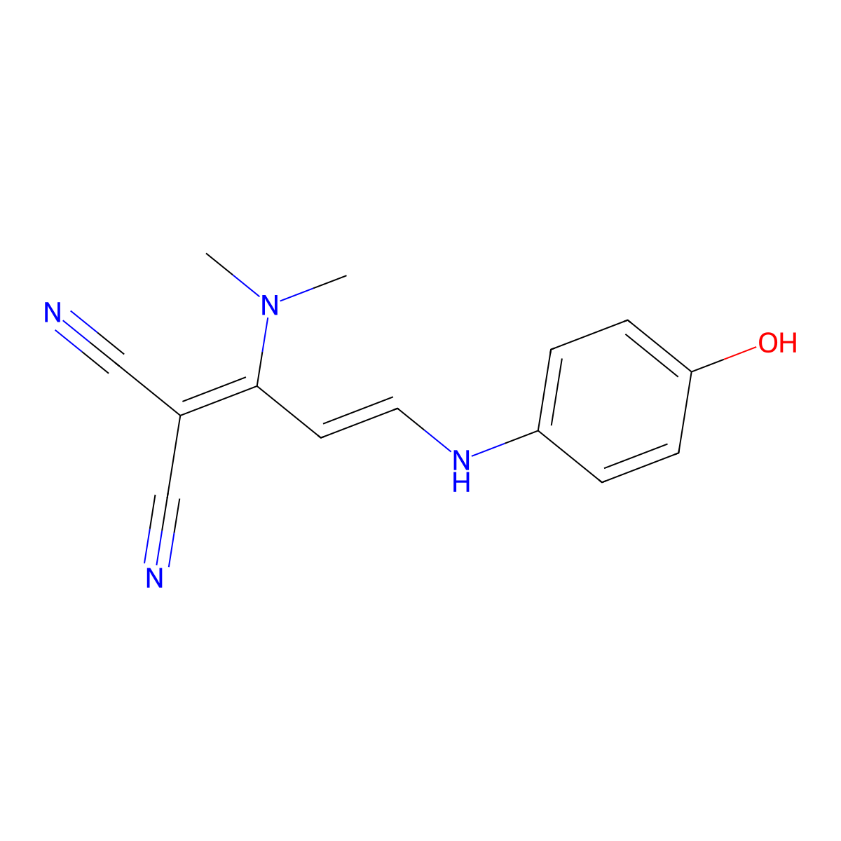 2-[1-(Dimethylamino)-3-(4-hydroxyanilino)-2-propenylidene]malononitrile molecular structure, CAS 338773-87-8