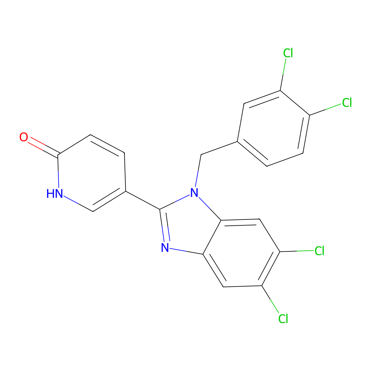 5-[5,6-dichloro-1-(3,4-dichlorobenzyl)-1H-1,3-benzimidazol-2-yl]-2(1H)-pyridinone molecular structure, CAS 338773-96-9