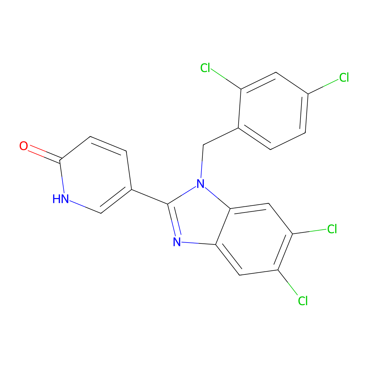 5-[5,6-dichloro-1-(2,4-dichlorobenzyl)-1H-1,3-benzimidazol-2-yl]-2(1H)-pyridinone molecular structure, CAS 338773-97-0