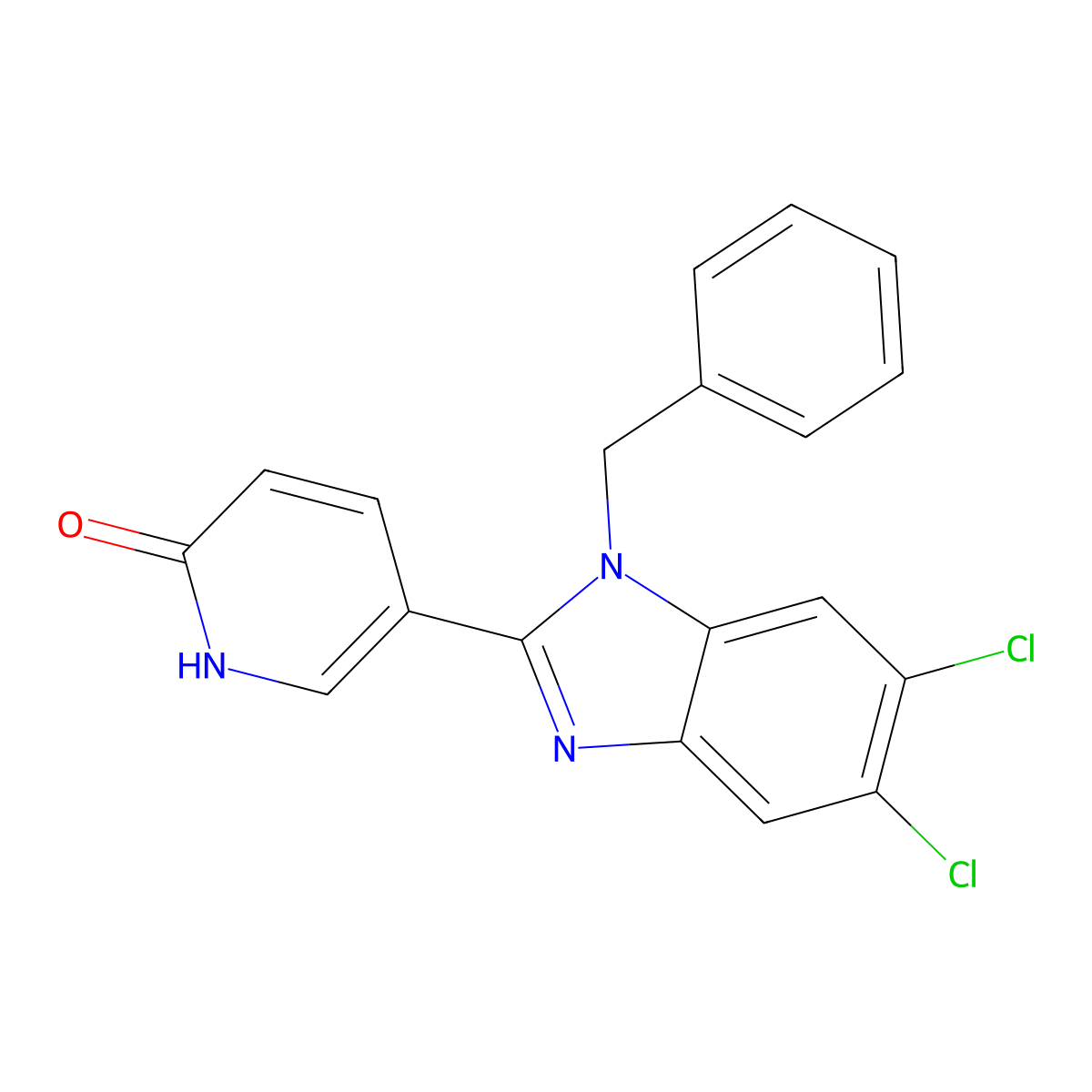 5-(1-benzyl-5,6-dichloro-1H-1,3-benzimidazol-2-yl)-2(1H)-pyridinone molecular structure, CAS 338774-00-8