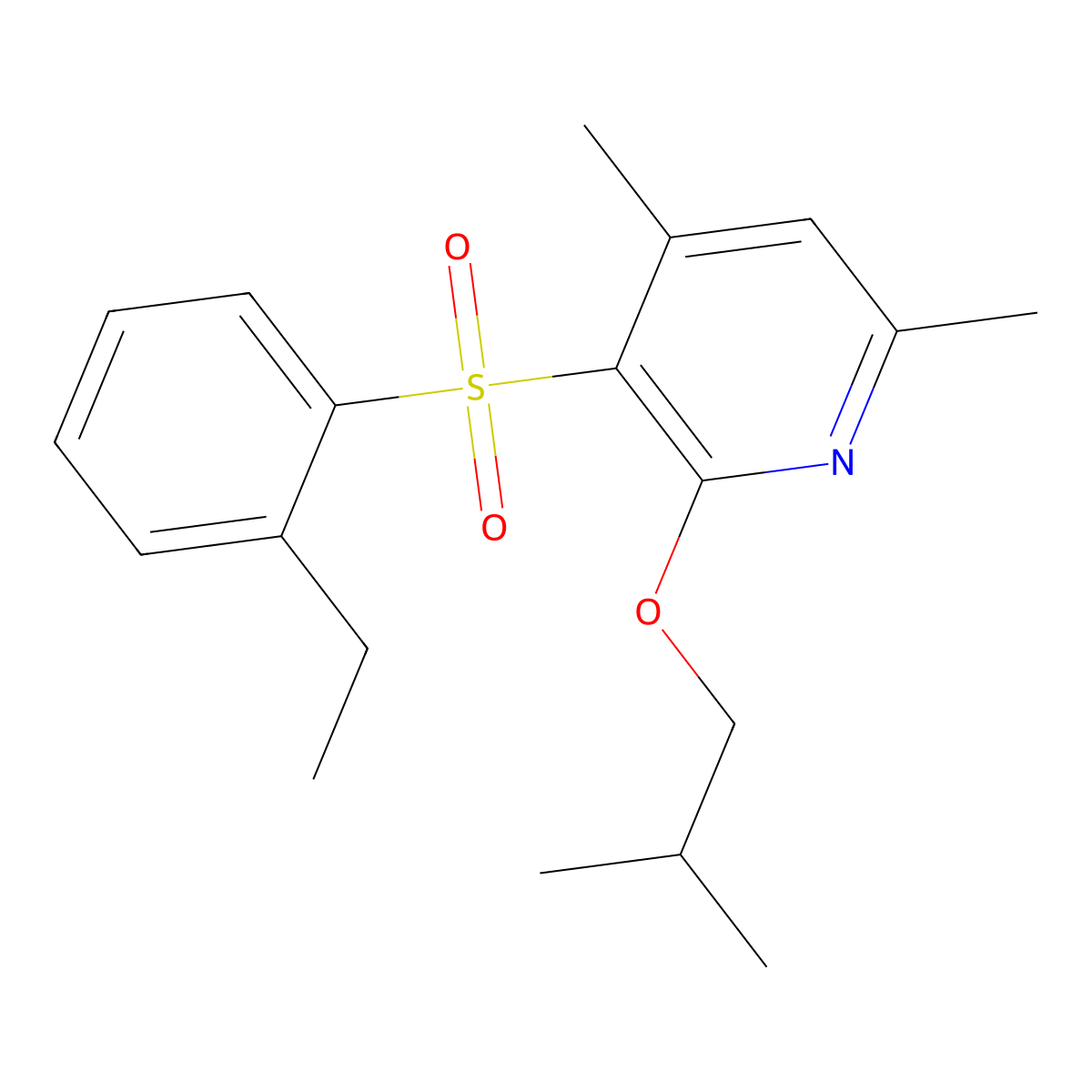 2-Ethylphenyl 2-isobutoxy-4,6-dimethyl-3-pyridinyl sulfone molecular structure, CAS 338774-02-0