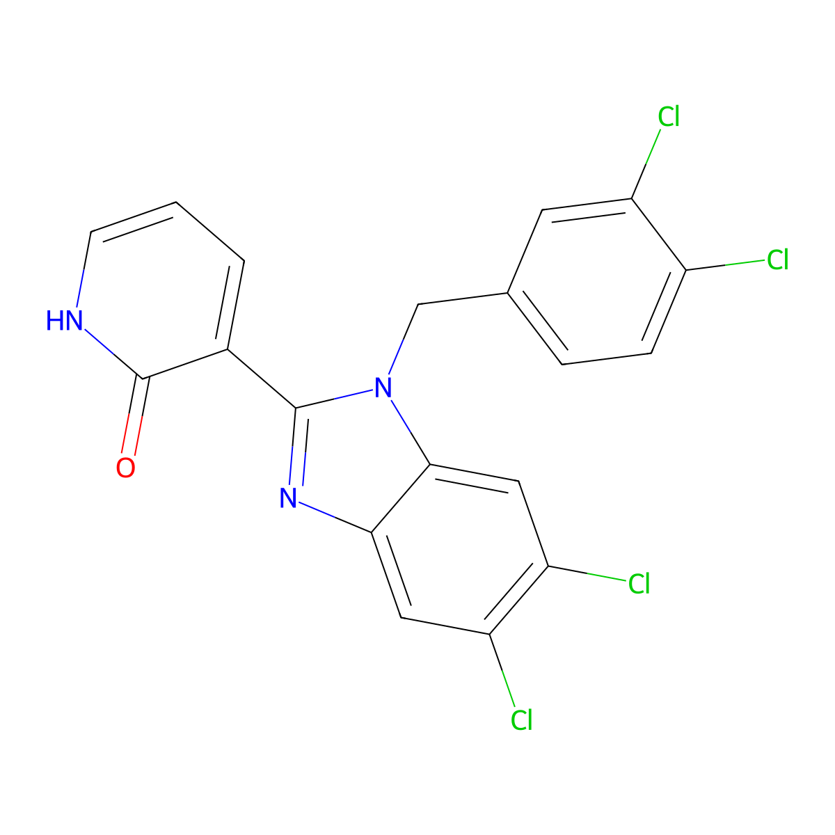 3-[5,6-dichloro-1-(3,4-dichlorobenzyl)-1H-1,3-benzimidazol-2-yl]-2(1H)-pyridinone molecular structure, CAS 338774-14-4
