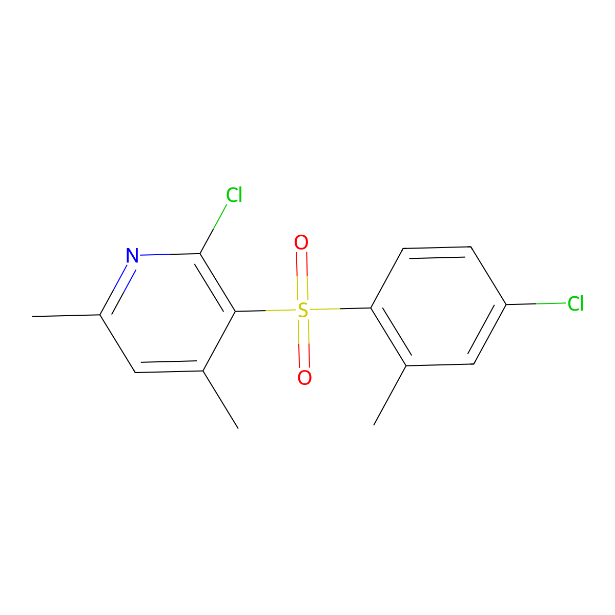 2-Chloro-3-[(4-chloro-2-methylphenyl)sulfonyl]-4,6-dimethylpyridine molecular structure, CAS 338774-15-5