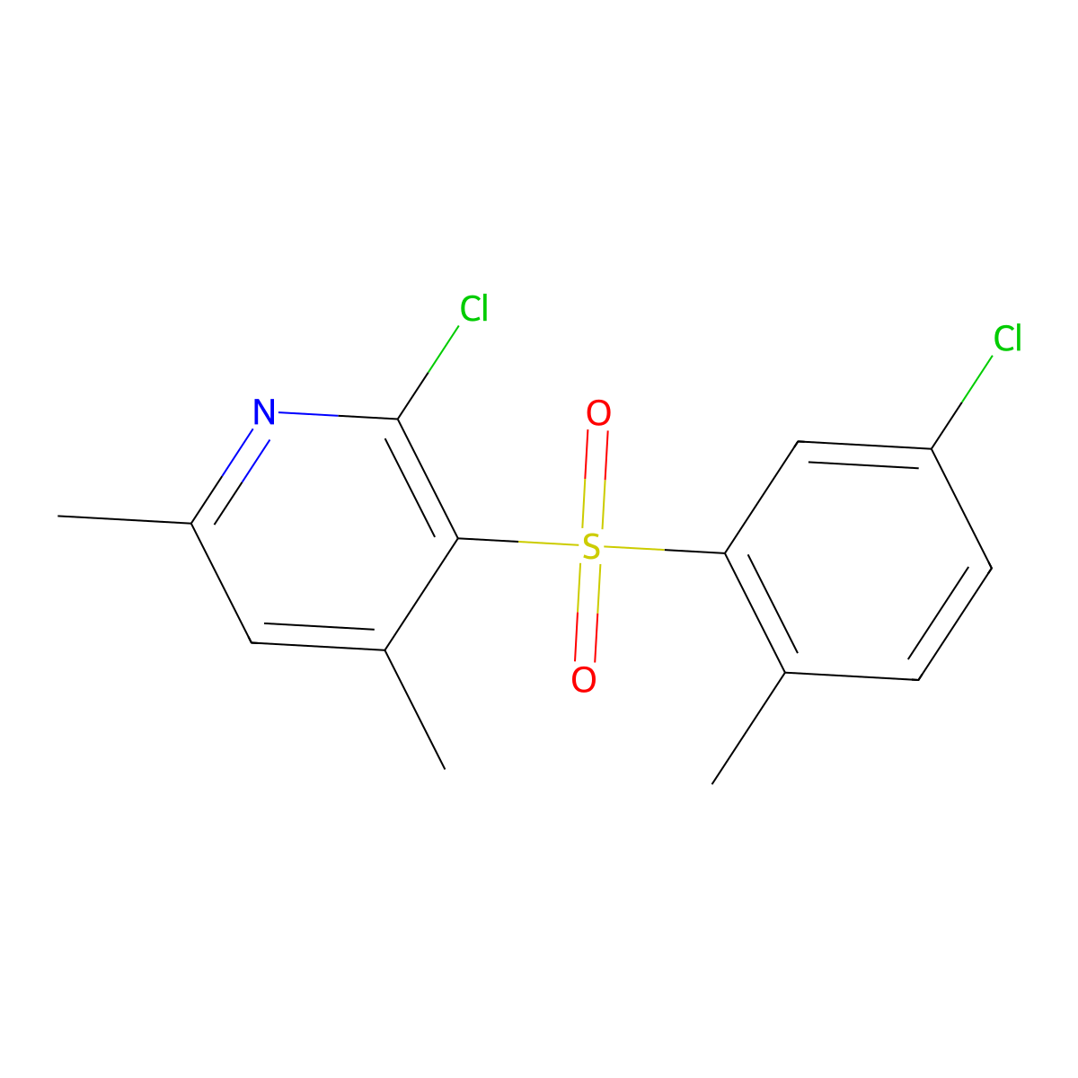 2-Chloro-3-[(5-chloro-2-methylphenyl)sulfonyl]-4,6-dimethylpyridine molecular structure, CAS 338774-16-6