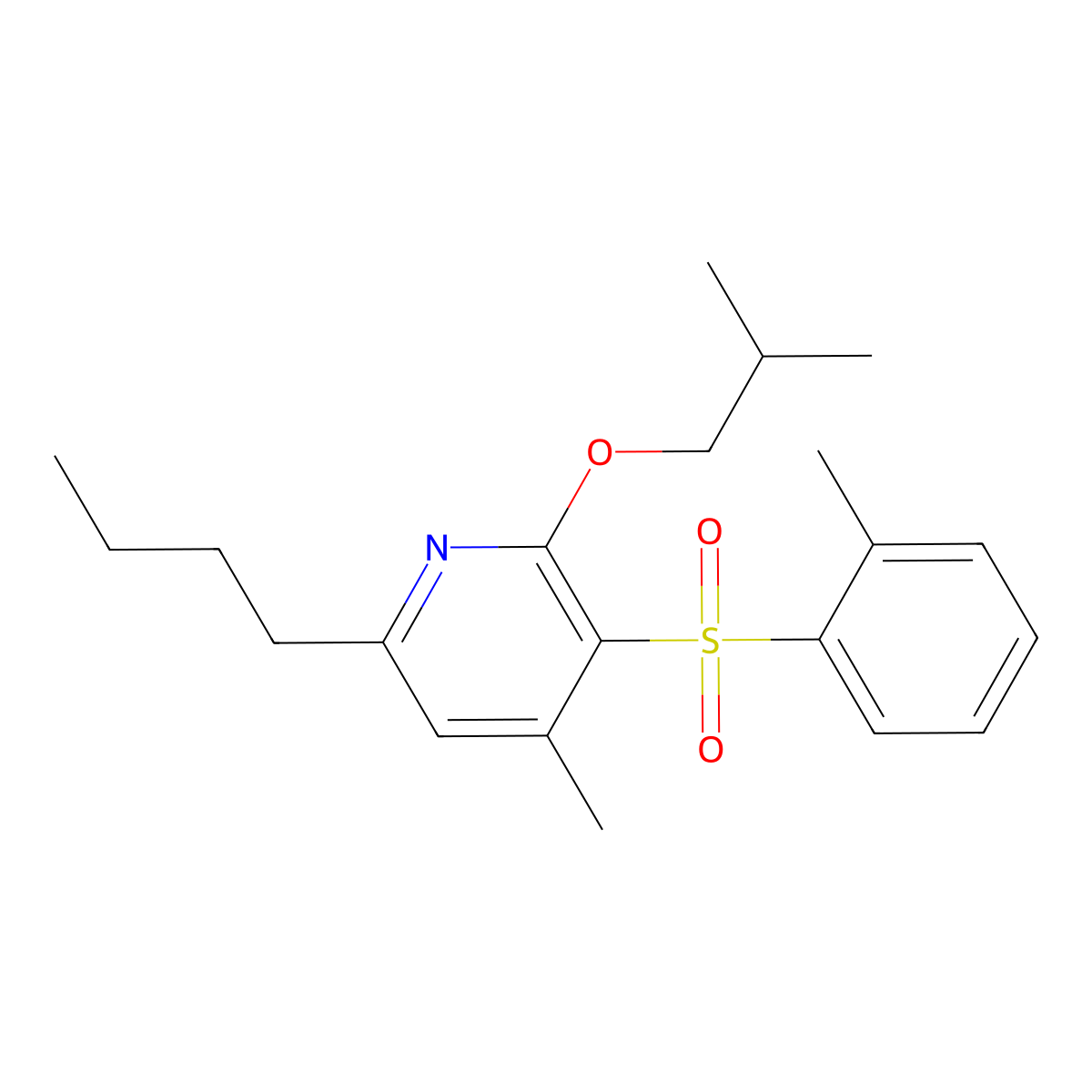6-Butyl-2-isobutoxy-4-methyl-3-pyridinyl 2-methylphenyl sulfone molecular structure, CAS 338774-17-7