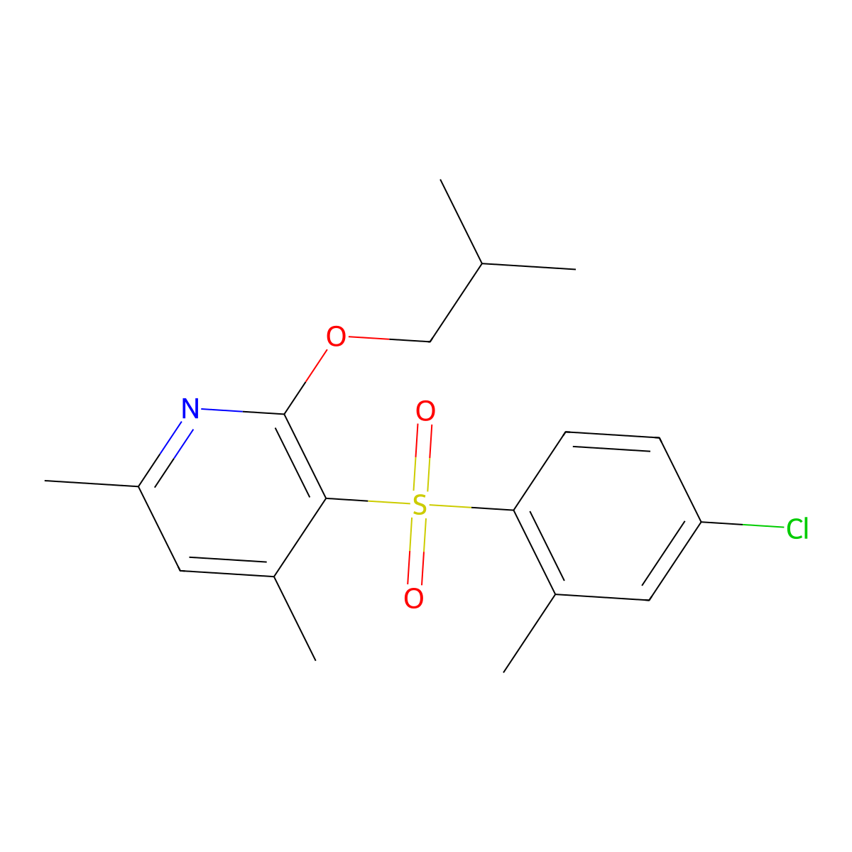3-[(4-Chloro-2-methylphenyl)sulfonyl]-2-isobutoxy-4,6-dimethylpyridine molecular structure, CAS 338774-18-8