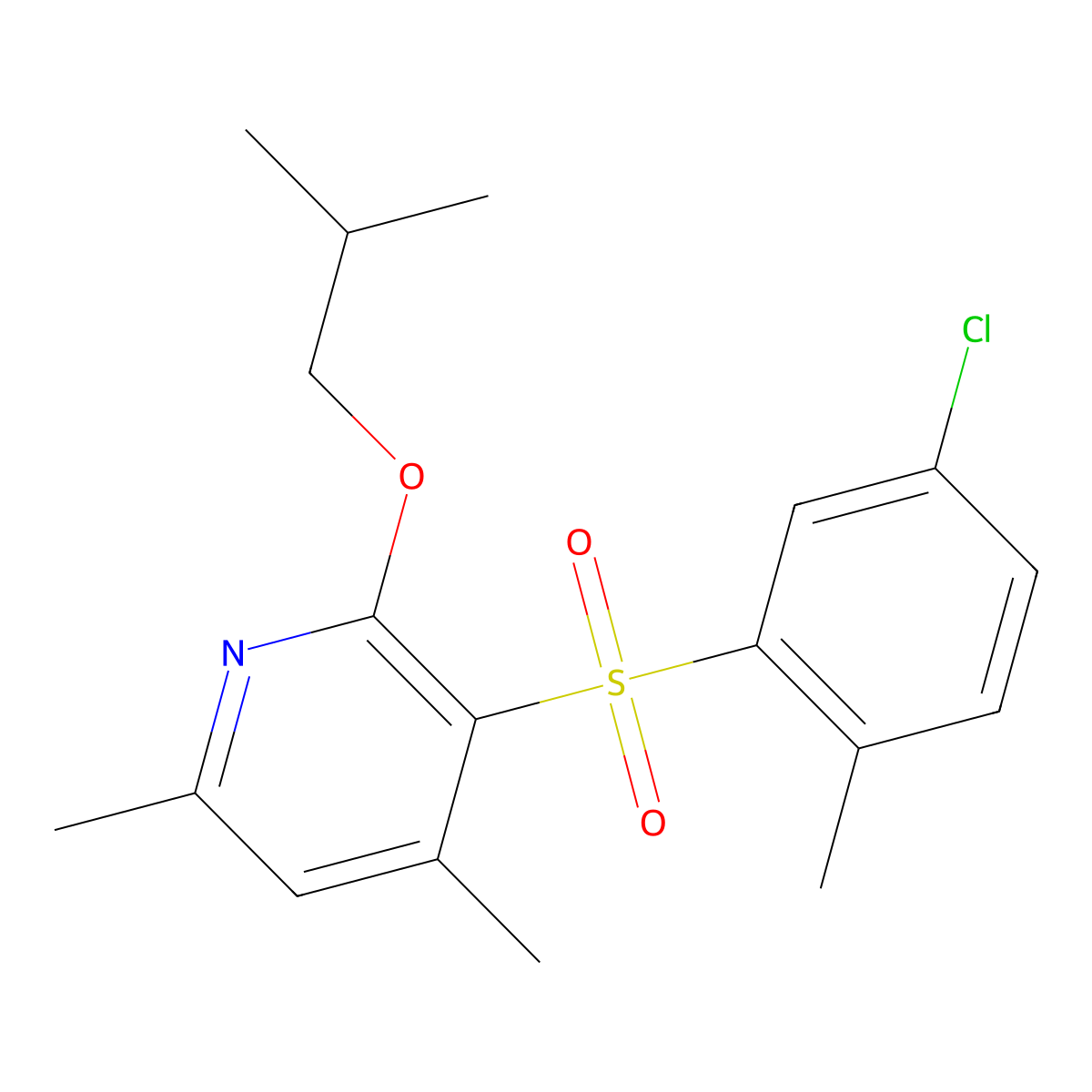 3-[(5-Chloro-2-methylphenyl)sulfonyl]-2-isobutoxy-4,6-dimethylpyridine molecular structure, CAS 338774-19-9