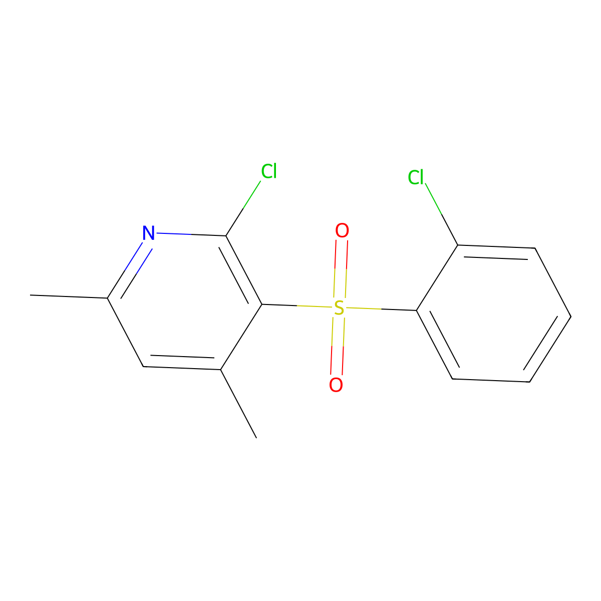 2-Chloro-3-[(2-chlorophenyl)sulfonyl]-4,6-dimethylpyridine molecular structure, CAS 338774-38-2