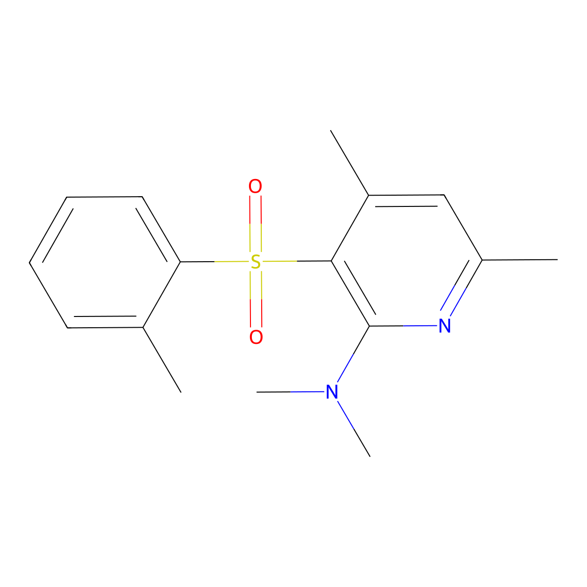 N,N,4,6-tetramethyl-3-[(2-methylphenyl)sulfonyl]-2-pyridinamine molecular structure, CAS 338774-40-6