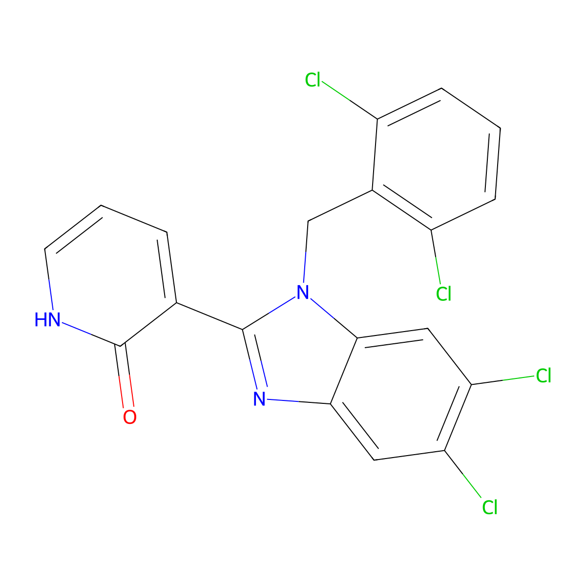 3-[5,6-dichloro-1-(2,6-dichlorobenzyl)-1H-1,3-benzimidazol-2-yl]-2(1H)-pyridinone molecular structure, CAS 338774-41-7