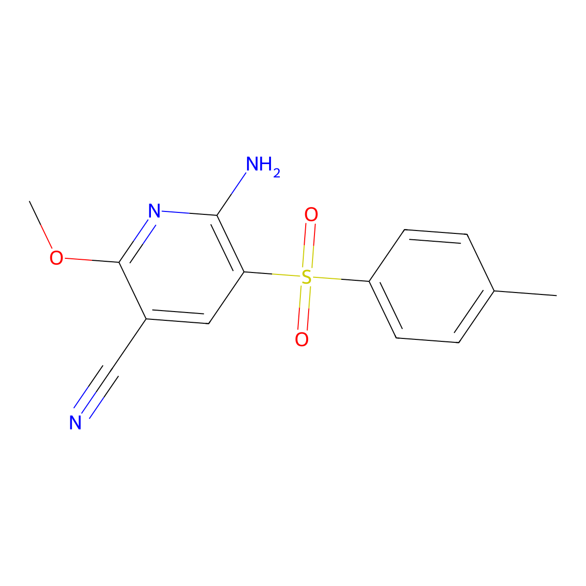 6-Amino-2-methoxy-5-[(4-methylphenyl)sulfonyl]nicotinonitrile molecular structure, CAS 338774-42-8