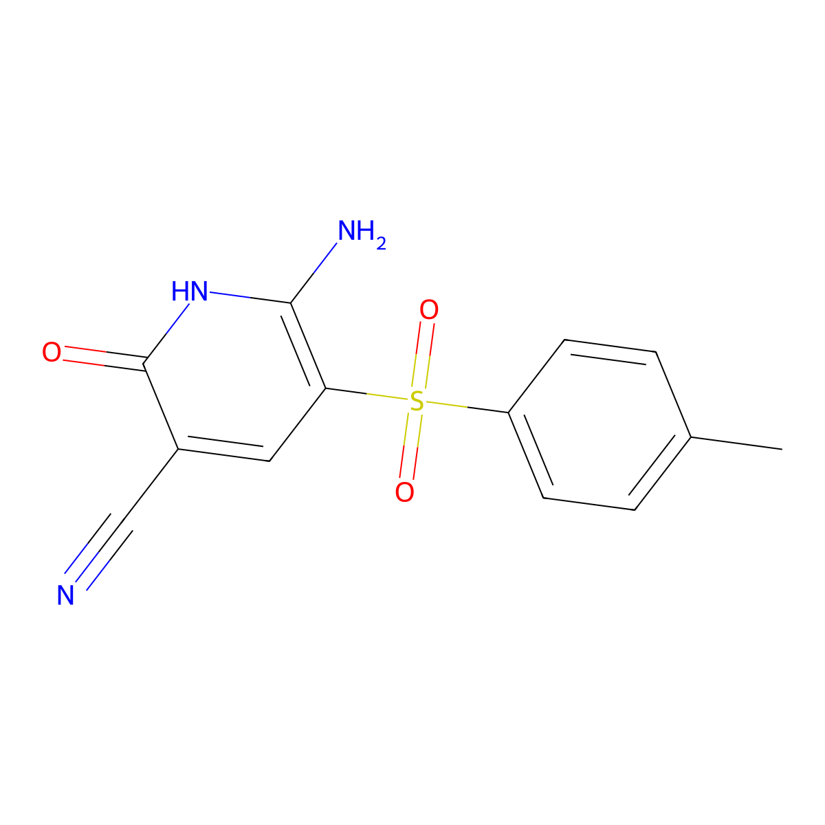 6-Amino-2-hydroxy-5-((4-methylphenyl)sulfonyl)nicotinonitrile molecular structure, CAS 338774-47-3