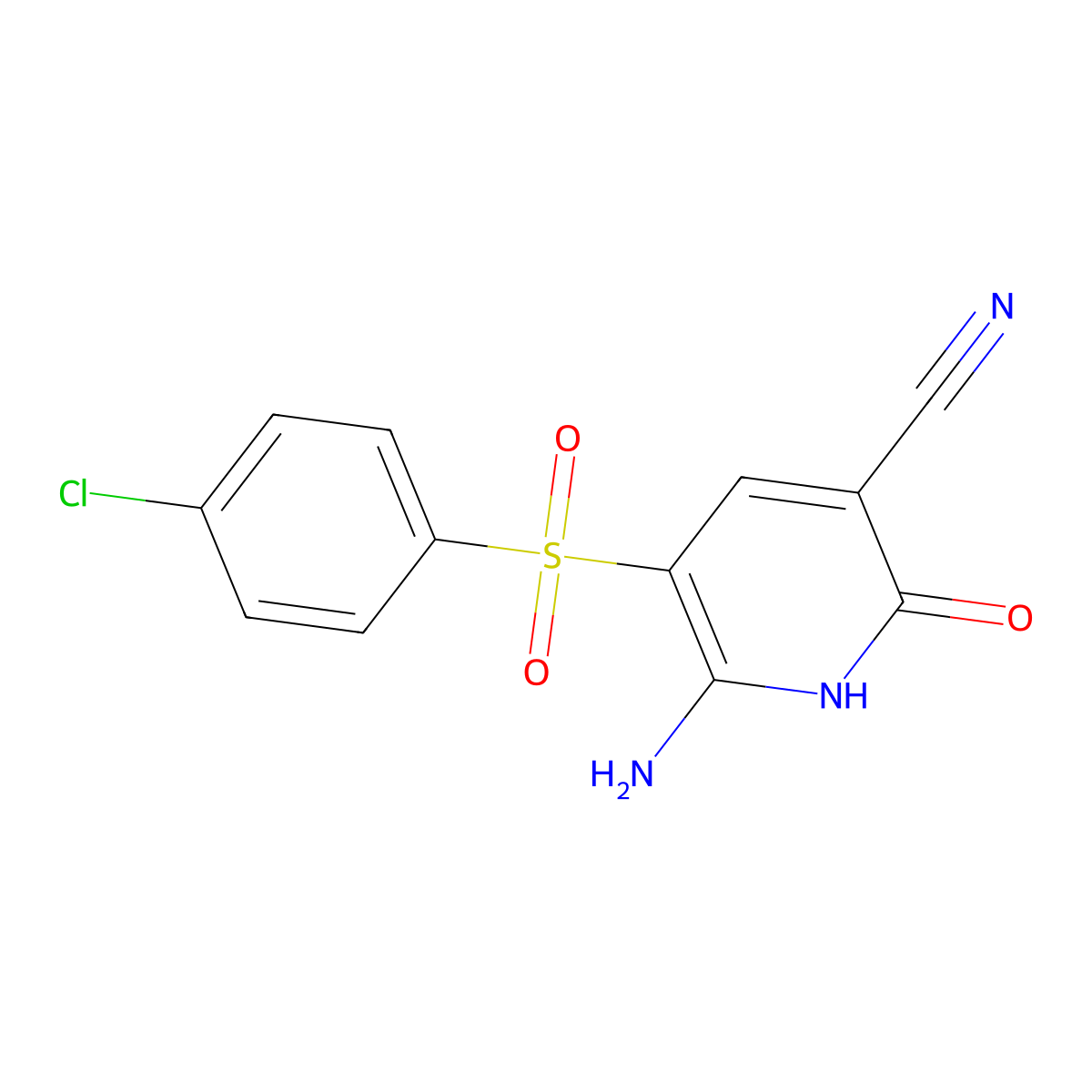 6-Amino-5-[(4-chlorophenyl)sulfonyl]-2-hydroxynicotinonitrile molecular structure, CAS 338774-48-4