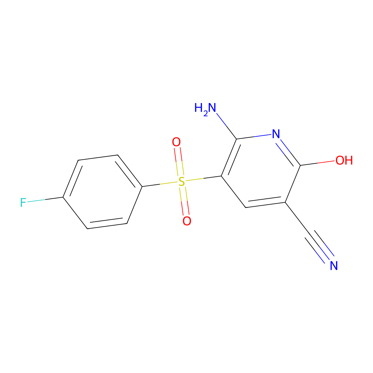 6-Amino-5-[(4-fluorophenyl)sulfonyl]-2-hydroxynicotinonitrile molecular structure, CAS 338774-49-5