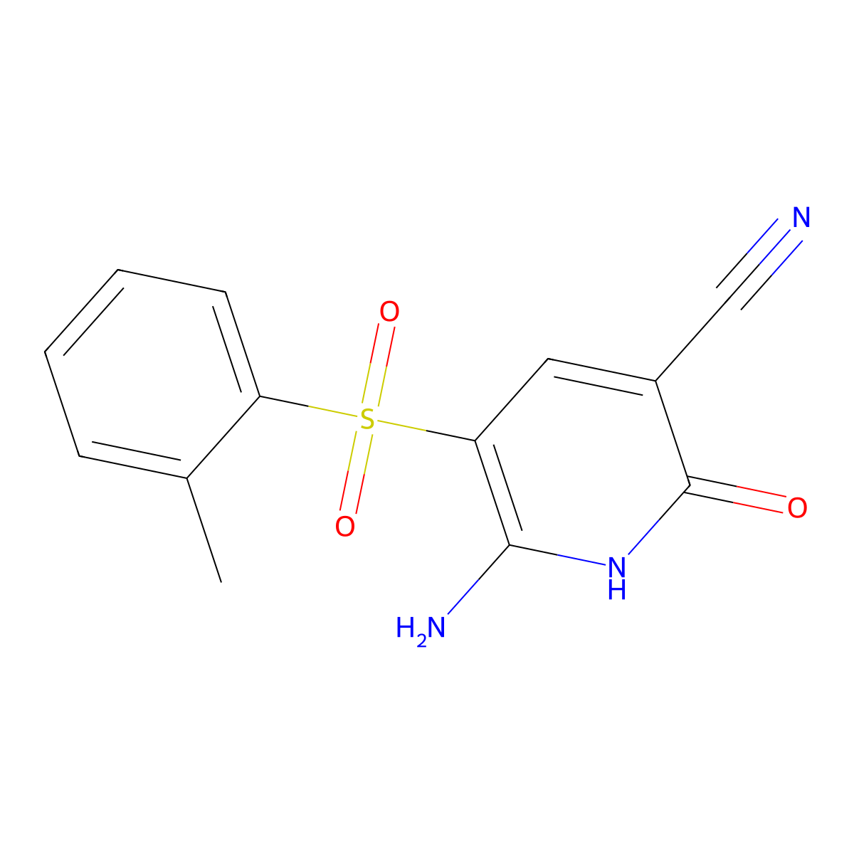 6-Amino-2-hydroxy-5-((2-methylphenyl)sulfonyl)nicotinonitrile molecular structure, CAS 338774-51-9
