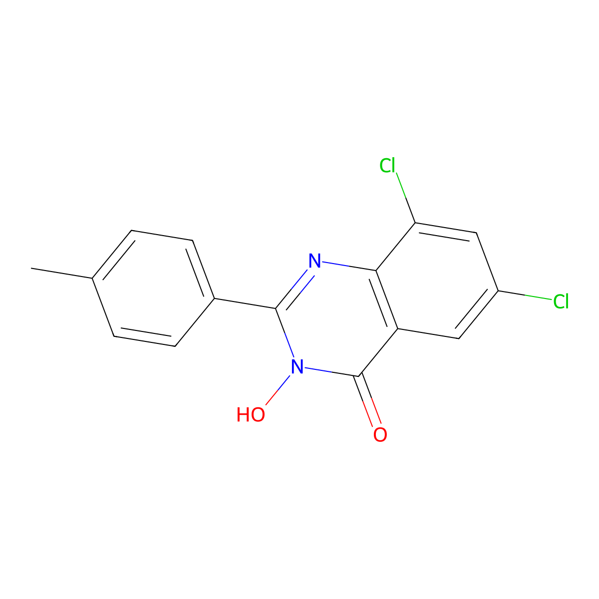 6,8-dichloro-3-hydroxy-2-(4-methylphenyl)-4(3H)-quinazolinone molecular structure, CAS 338774-55-3