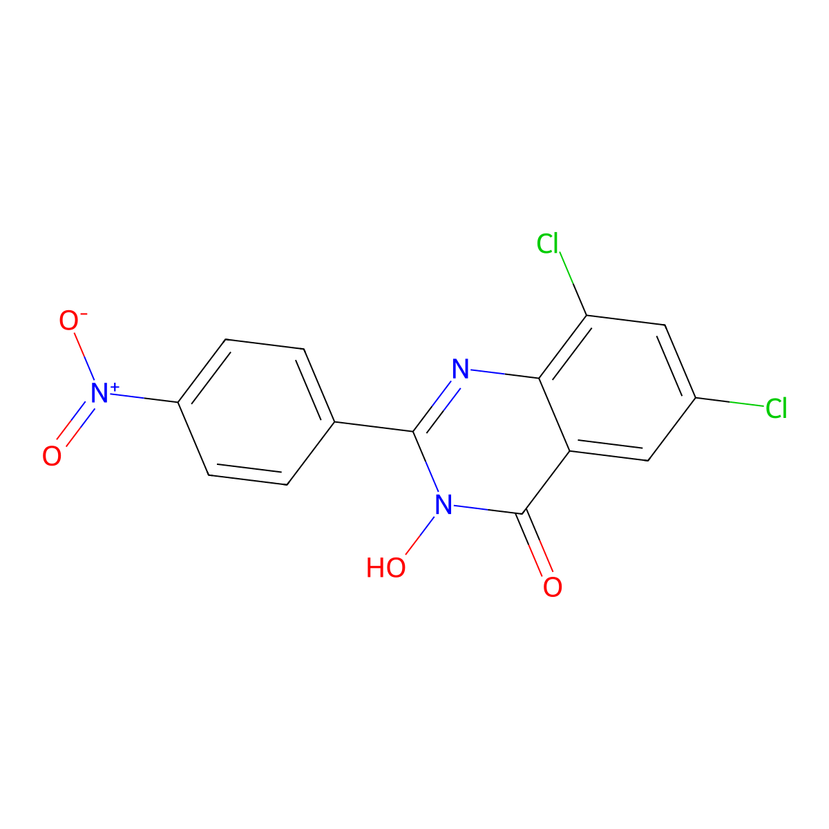 6,8-dichloro-3-hydroxy-2-(4-nitrophenyl)-4(3H)-quinazolinone molecular structure, CAS 338774-57-5