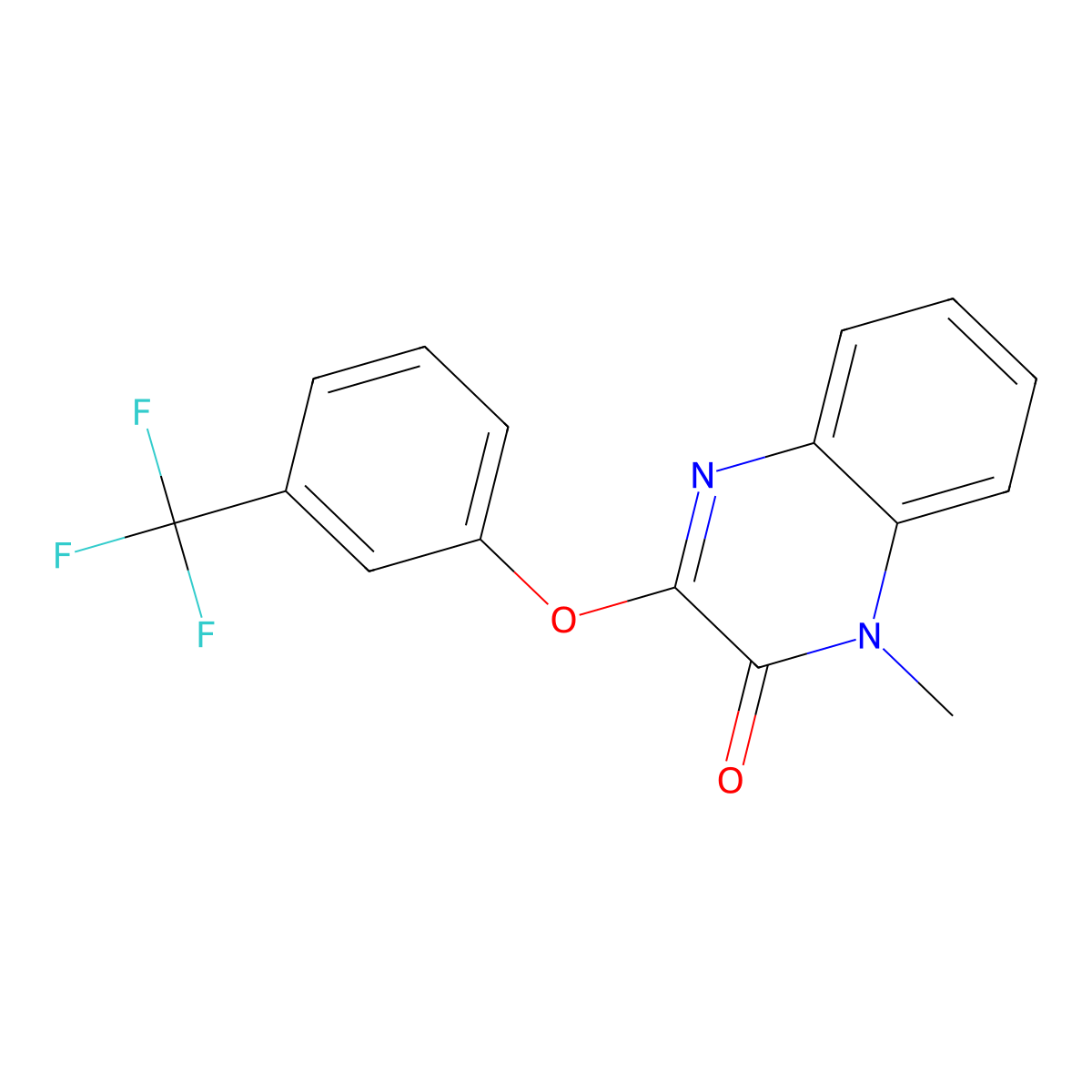 1-methyl-3-[3-(trifluoromethyl)phenoxy]-2(1H)-quinoxalinone molecular structure, CAS 338774-65-5