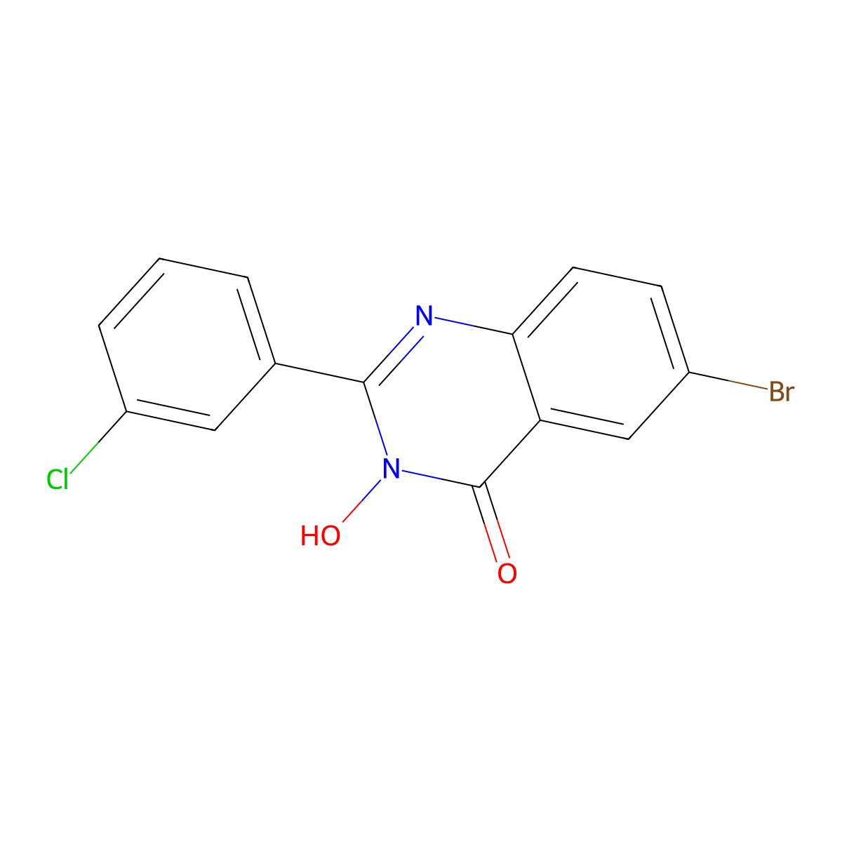 6-bromo-2-(3-chlorophenyl)-3-hydroxy-4(3H)-quinazolinone molecular structure, CAS 338774-67-7