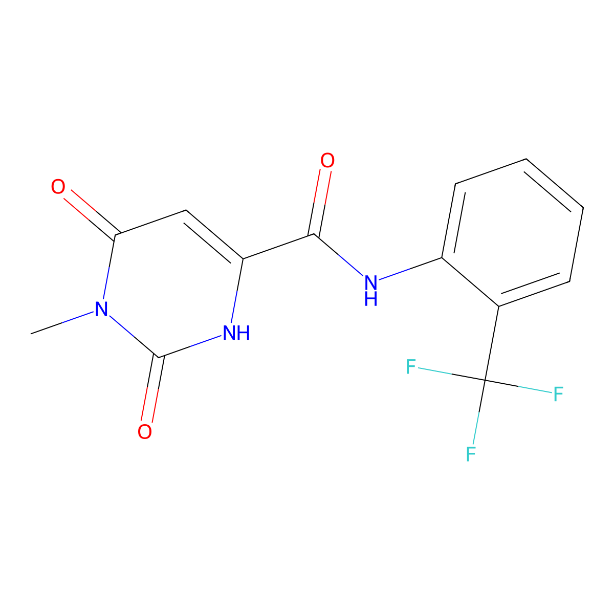 6-hydroxy-1-methyl-2-oxo-N-[2-(trifluoromethyl)phenyl]-1,2-dihydro-4-pyrimidinecarboxamide molecular structure, CAS 338774-81-5