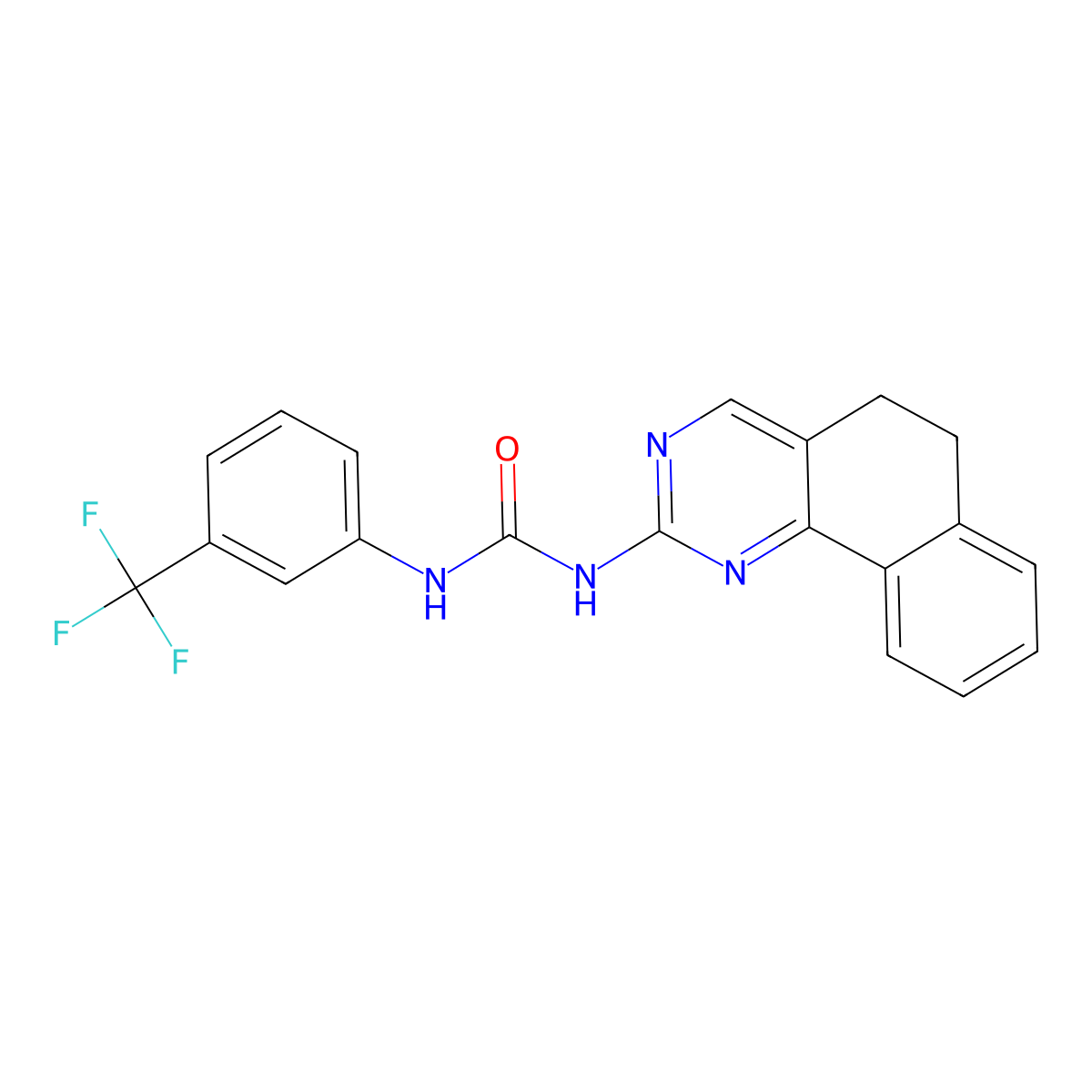 N-(5,6-dihydrobenzo[h]quinazolin-2-yl)-N'-[3-(trifluoromethyl)phenyl]urea molecular structure, CAS 338774-92-8