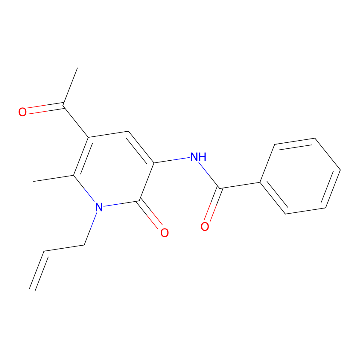N-(5-acetyl-1-allyl-6-methyl-2-oxo-1,2-dihydro-3-pyridinyl)benzenecarboxamide molecular structure, CAS 338774-97-3