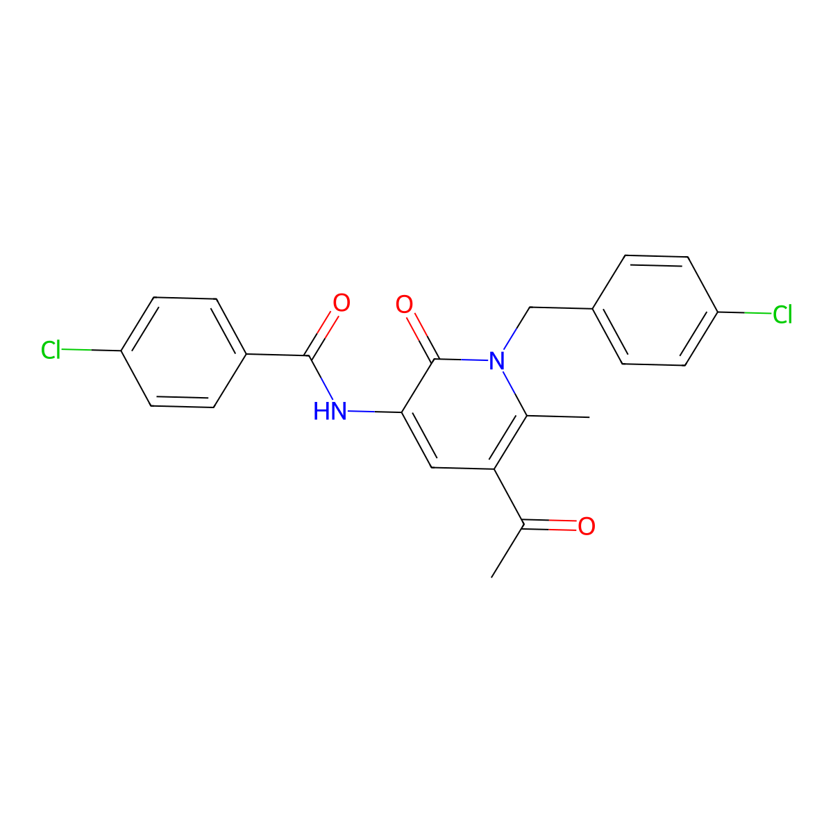 N-[5-acetyl-1-[(4-chlorophenyl)methyl]-6-methyl-2-oxopyridin-3-yl]-4-chlorobenzamide molecular structure, CAS 338774-98-4